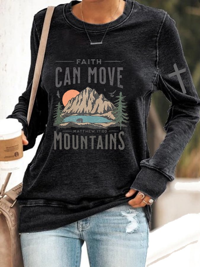 Women's Faith Move Mountains Cross Casual Sweatshirt