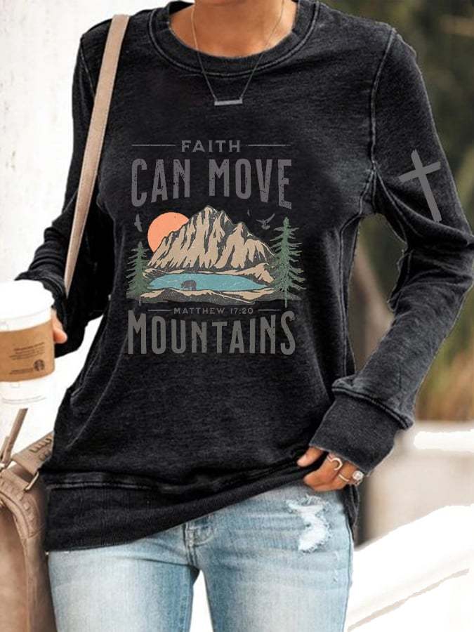 Women's Faith Move Mountains Cross Casual Sweatshirt