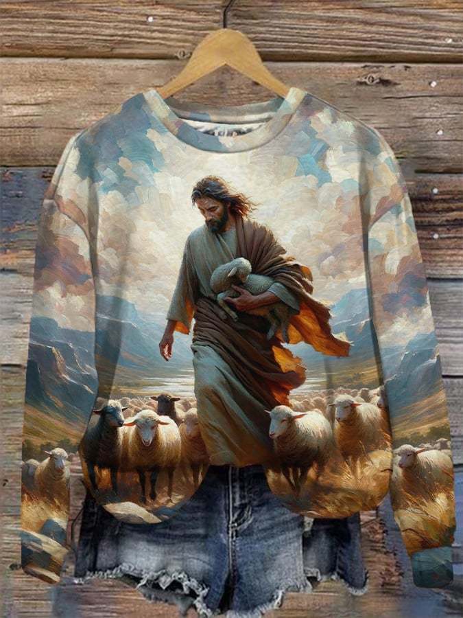 Women's Jesus and Lost Sheep Sweatshirt
