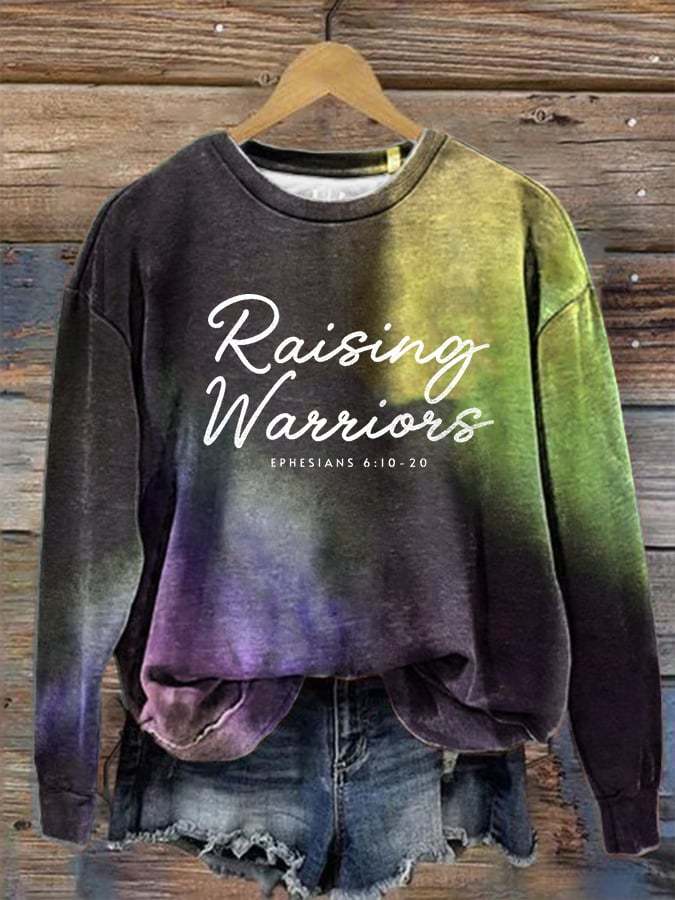 Women's Raising Warriors Bible Verse Print Casual Sweatshirt