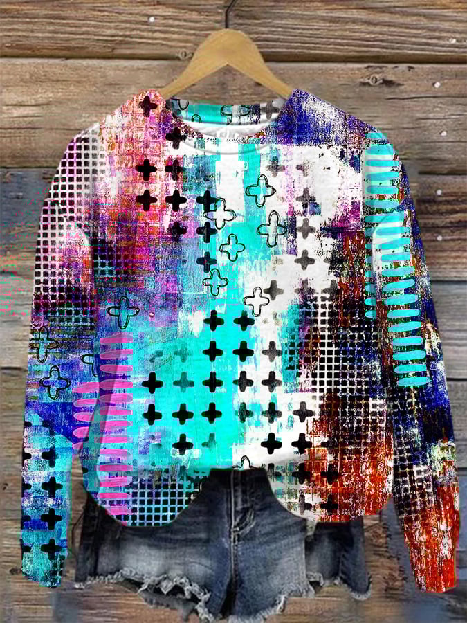 Women's Faith Cross Printed Casual Sweatshirt