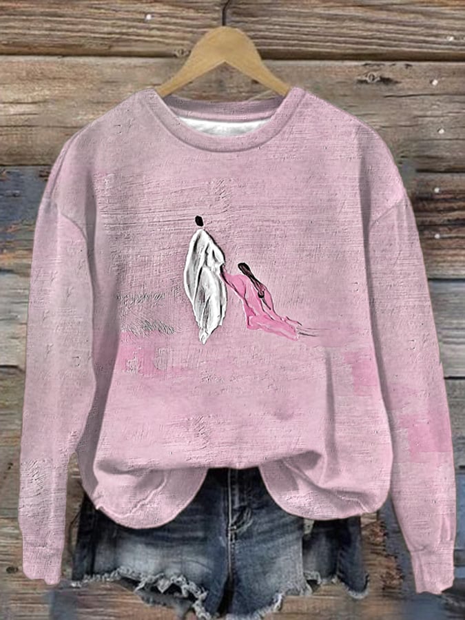 Women'S Woman Touches Jesus, Woman Healed By Jesus Print Crew Neck Sweatshirt