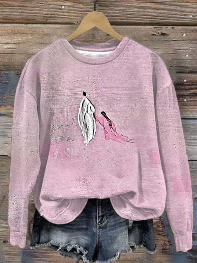 Women'S Woman Touches Jesus, Woman Healed By Jesus Print Crew Neck Sweatshirt