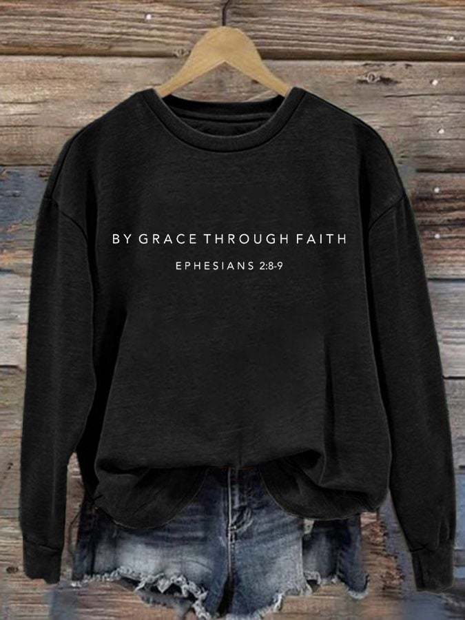 Women's Grace through faith Print Sweatshirt