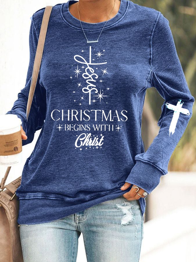 Women's Jesus Festival  Begins With Christ  Casual Sweatshirt