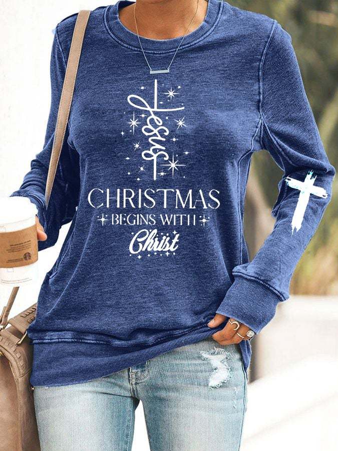 Women's Jesus Festival  Begins With Christ  Casual Sweatshirt