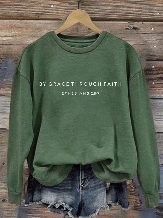 Women's Grace through faith Print Sweatshirt