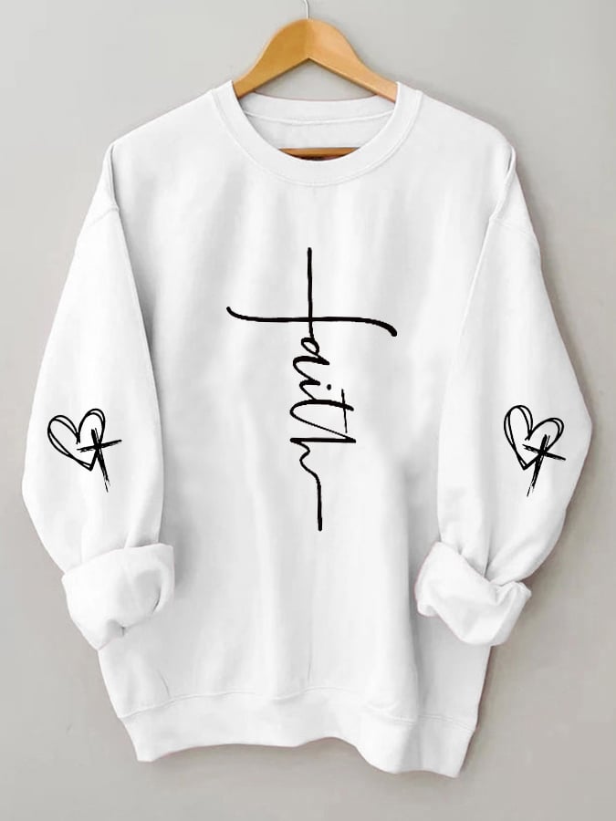 Women's Faith Love Cross Print Sweatshirt