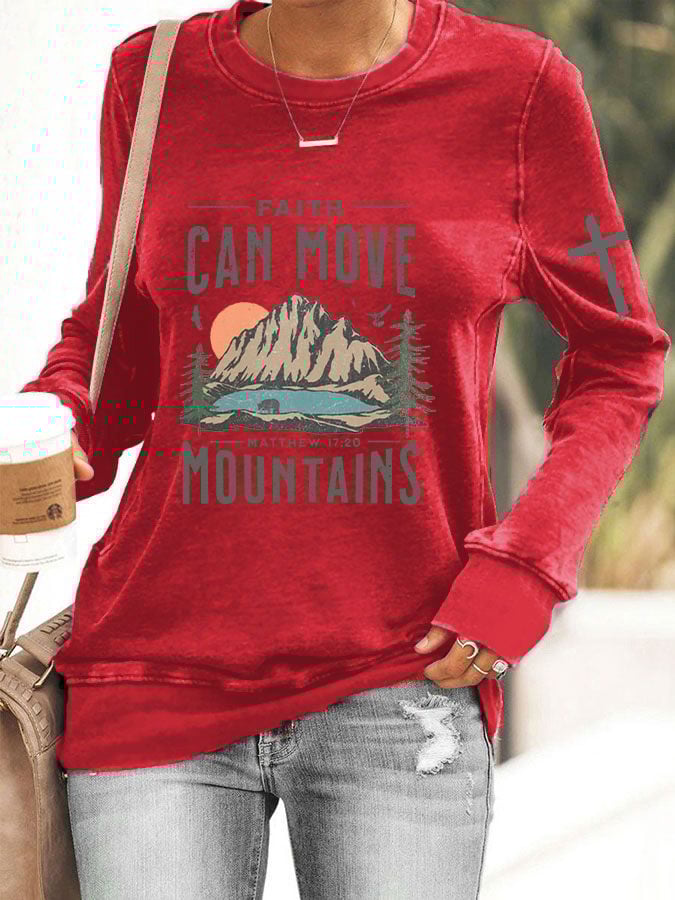 Women's Faith Move Mountains Cross Casual Sweatshirt