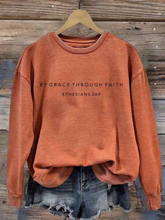 Women's Grace through faith Print Sweatshirt