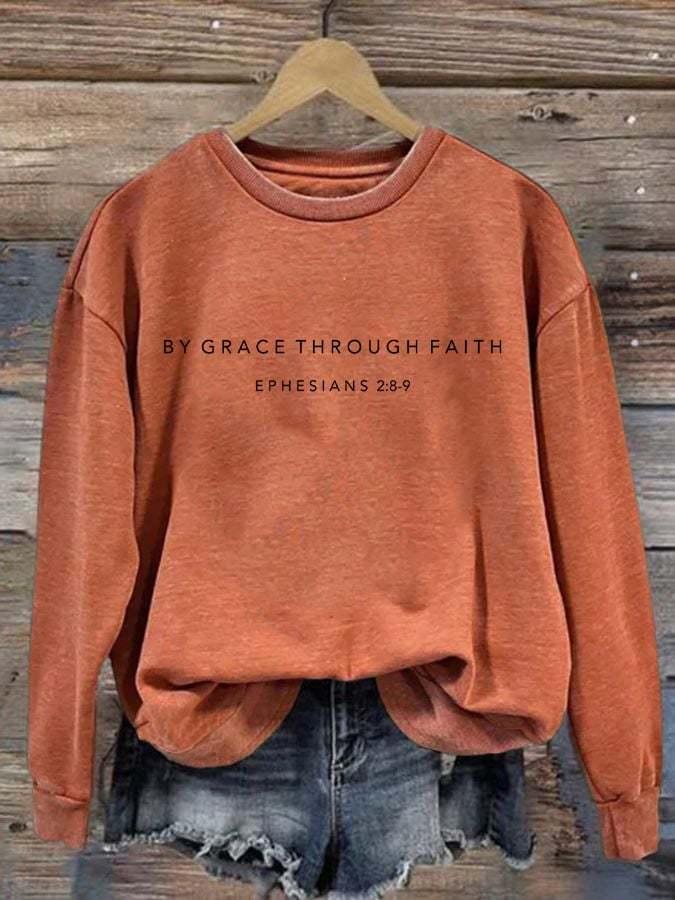 Women's Grace through faith Print Sweatshirt