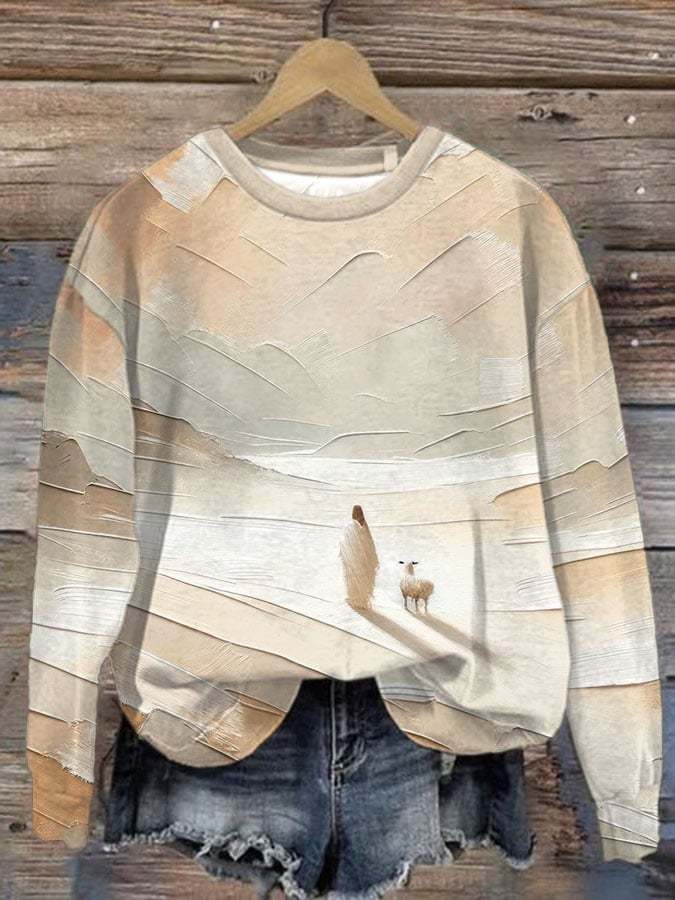 Women's He Left The 99 Print Casual Round Neck Sweatshirt