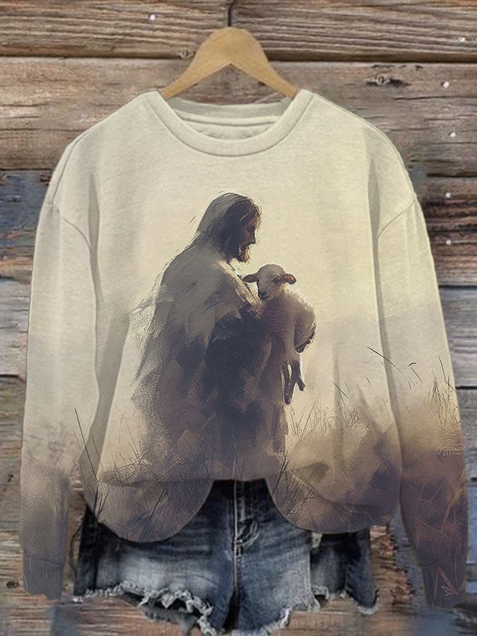 Women'S Parable of The Lost Sheep Print Sweatshirt