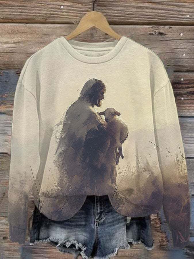 Women'S Parable of The Lost Sheep Print Sweatshirt