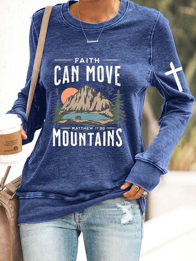 Women's Faith Move Mountains Cross Casual Sweatshirt