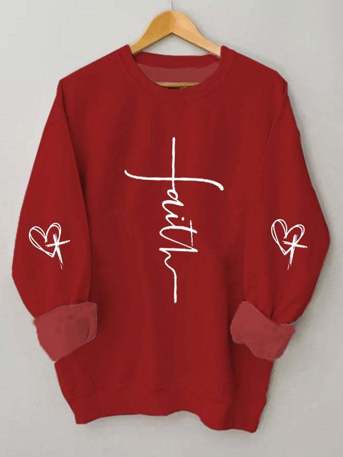 Women's Faith Love Cross Print Sweatshirt