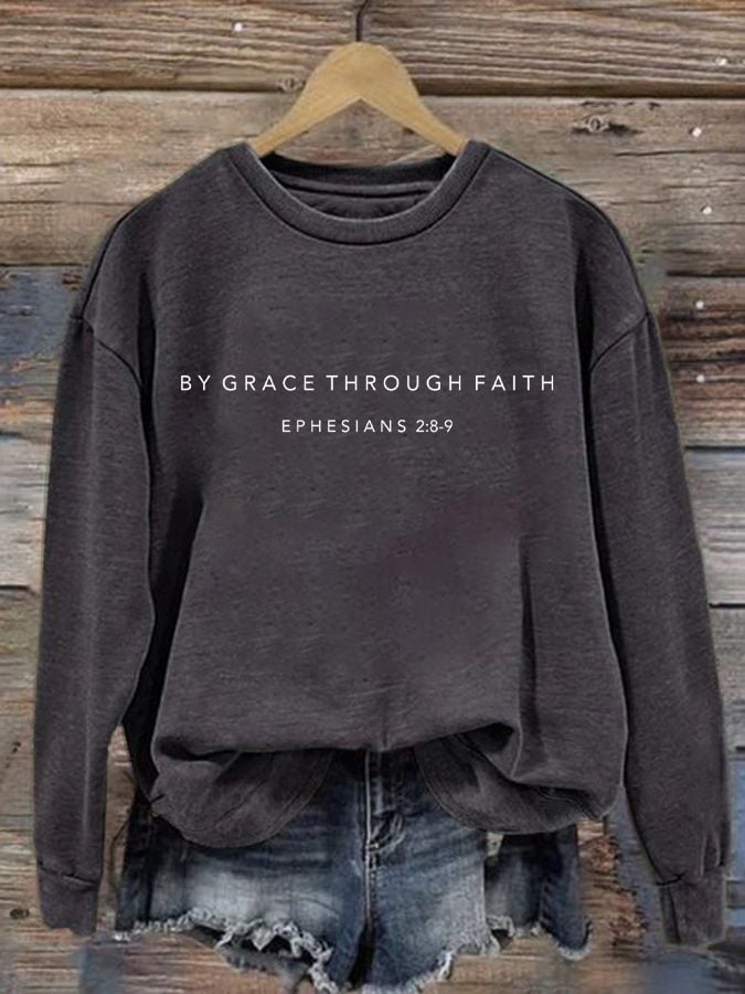 Women's Grace through faith Print Sweatshirt