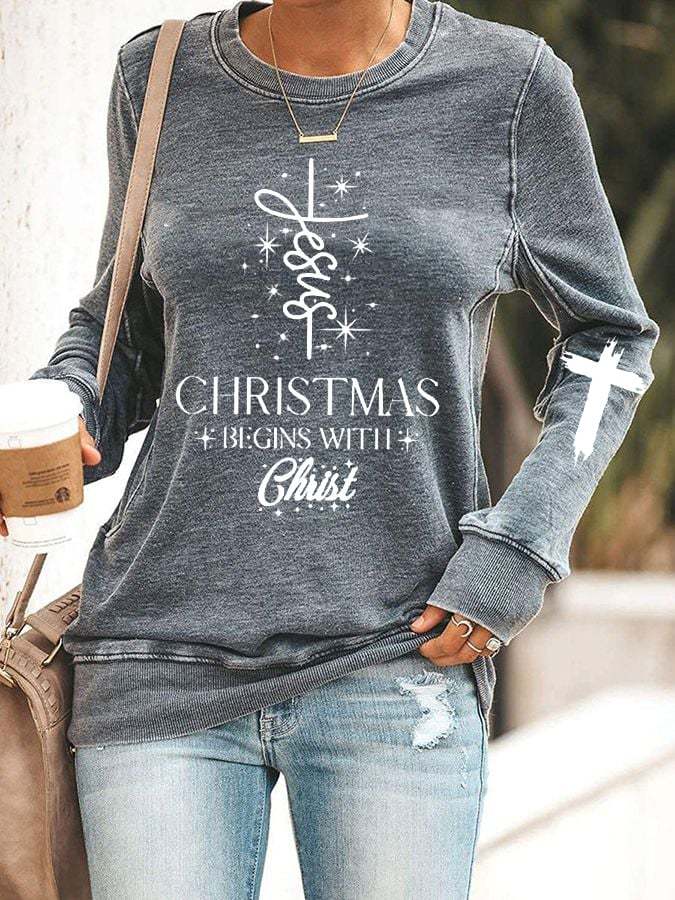 Women's Jesus Festival  Begins With Christ  Casual Sweatshirt