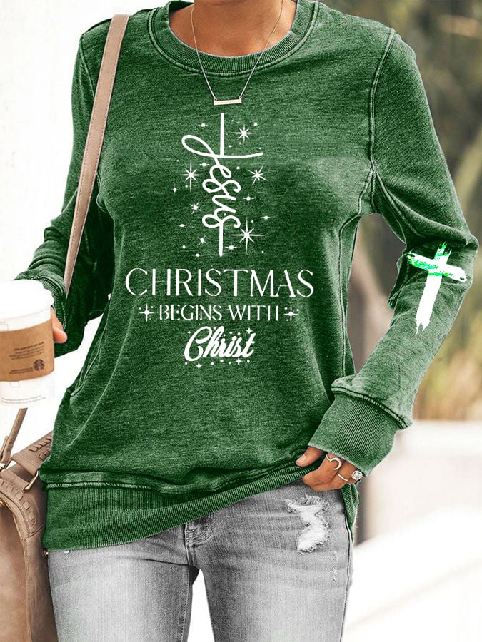 Women's Jesus Festival  Begins With Christ  Casual Sweatshirt