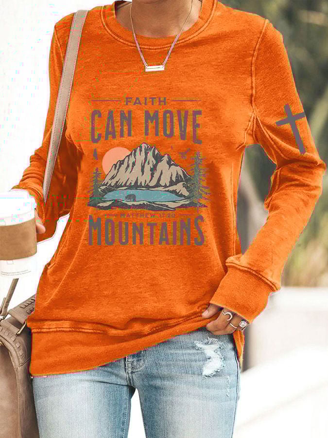 Women's Faith Move Mountains Cross Casual Sweatshirt