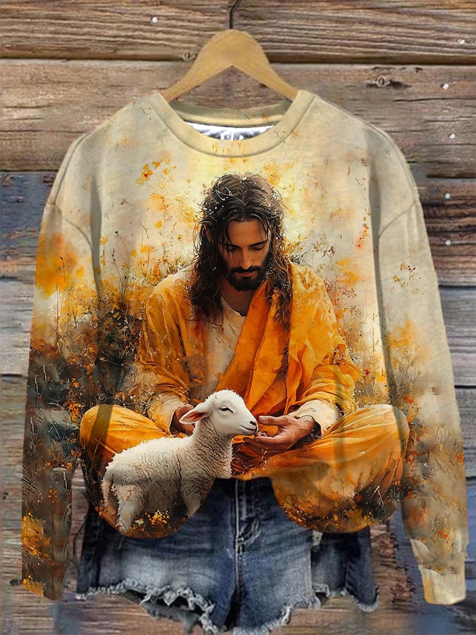 Women's Jesus Print Sweatshirt