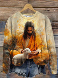 Women's Jesus Print Sweatshirt