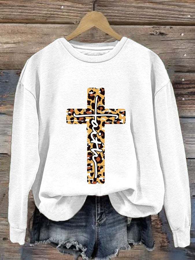 Women's Faith Print Round Neck Sweatshirt