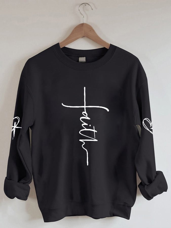 Women's Faith Love Cross Print Sweatshirt