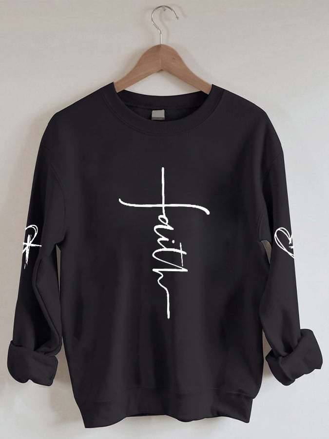Women's Faith Love Cross Print Sweatshirt