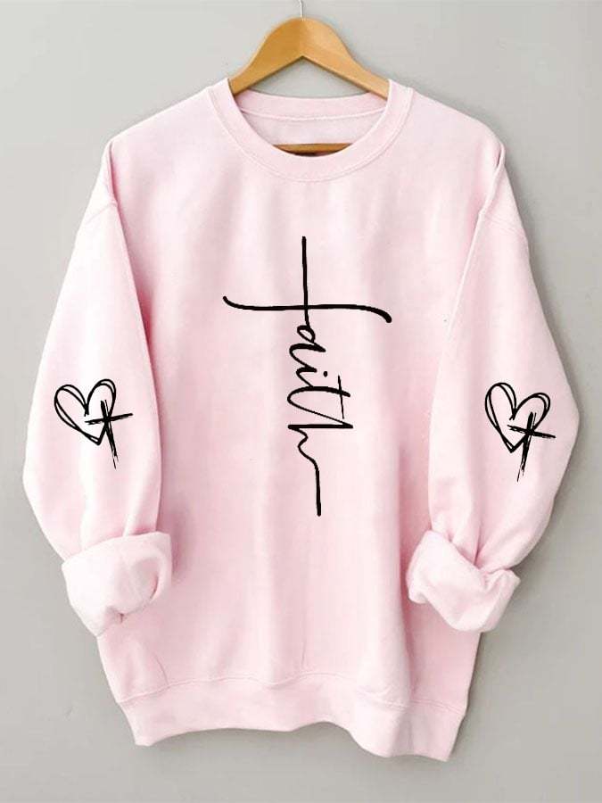 Women's Faith Love Cross Print Sweatshirt