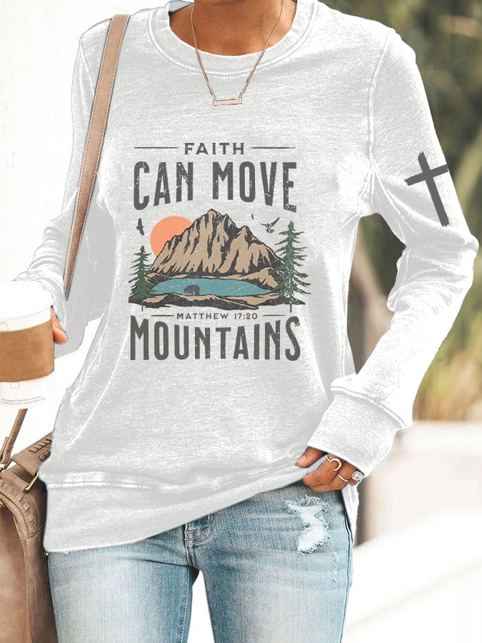 Women's Faith Move Mountains Cross Casual Sweatshirt