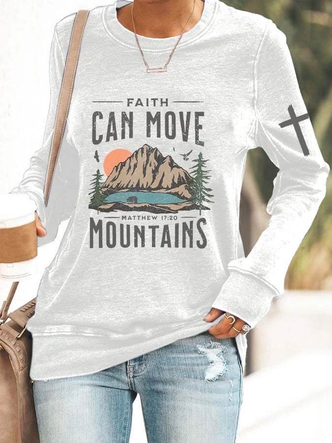 Women's Faith Move Mountains Cross Casual Sweatshirt