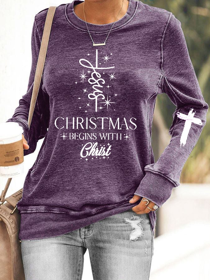 Women's Jesus Festival  Begins With Christ  Casual Sweatshirt