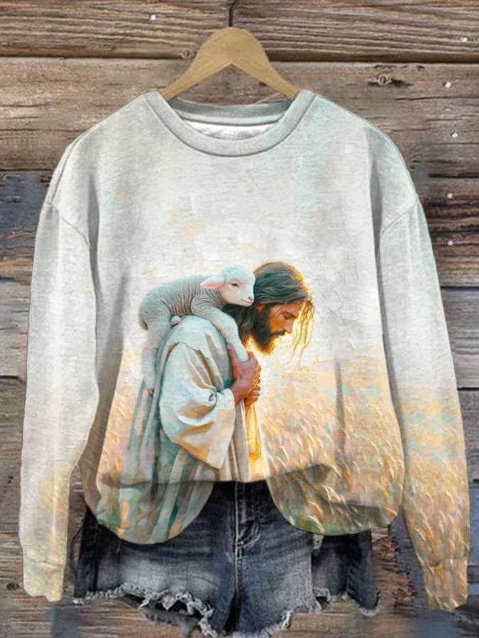 Women's Jesus Leaves The 99 Printed Casual Crew Neck Sweatshirt