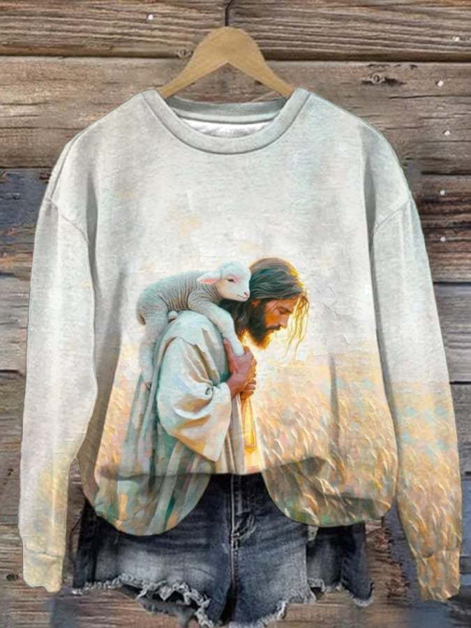 Women's Jesus Leaves The 99 Printed Casual Crew Neck Sweatshirt
