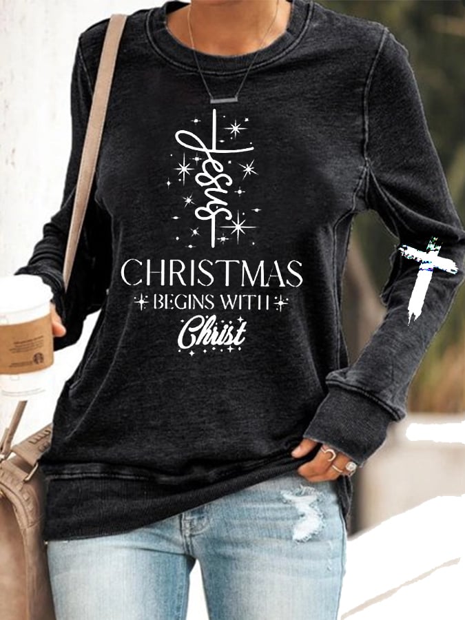Women's Jesus Festival  Begins With Christ  Casual Sweatshirt