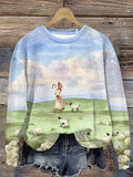 Women's The Lord Is My Shepherd Print Casual Round Neck Sweatshirt